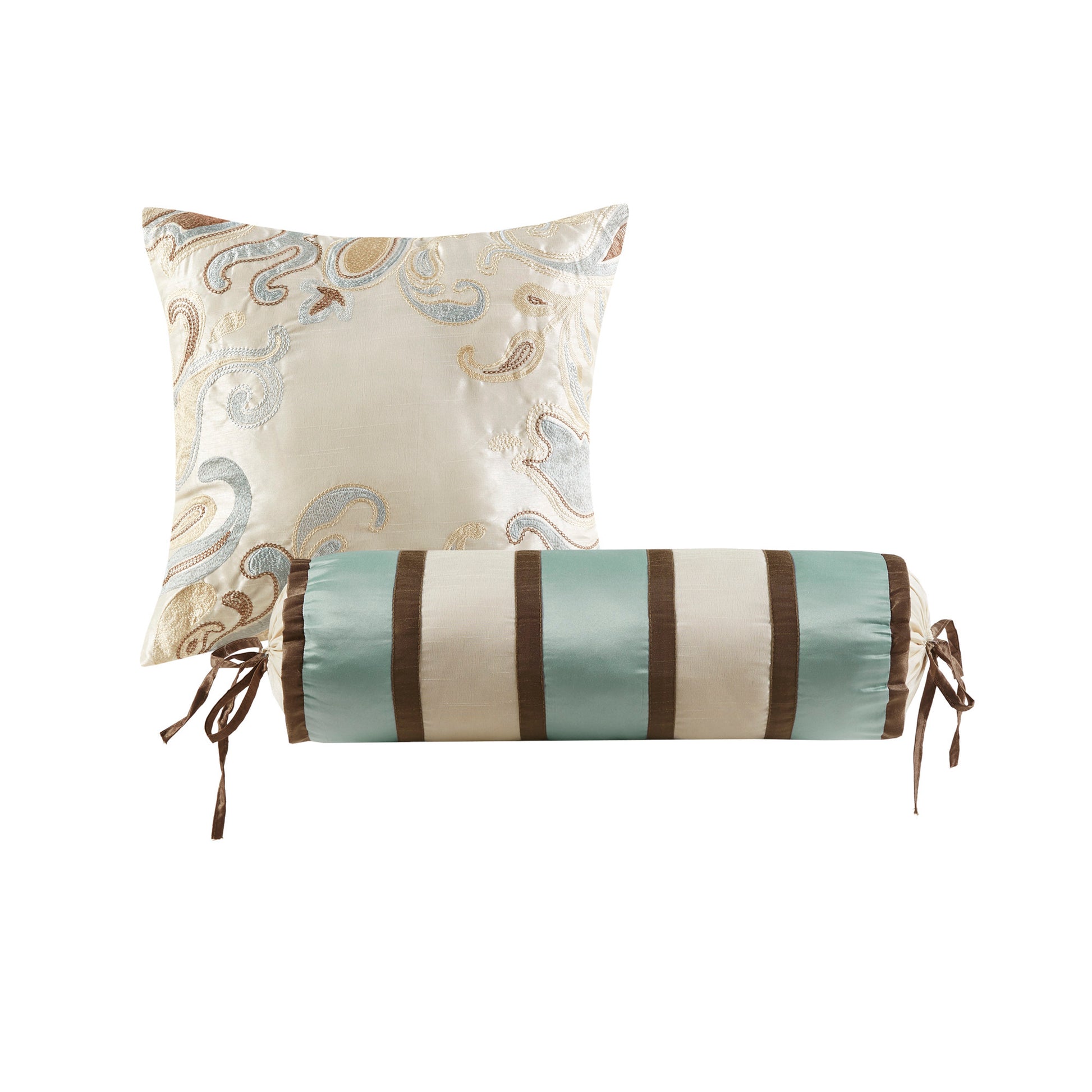 12 Piece Comforter Set With Cotton Bed Sheets Blue Brown Full Full Blue Brown Polyester