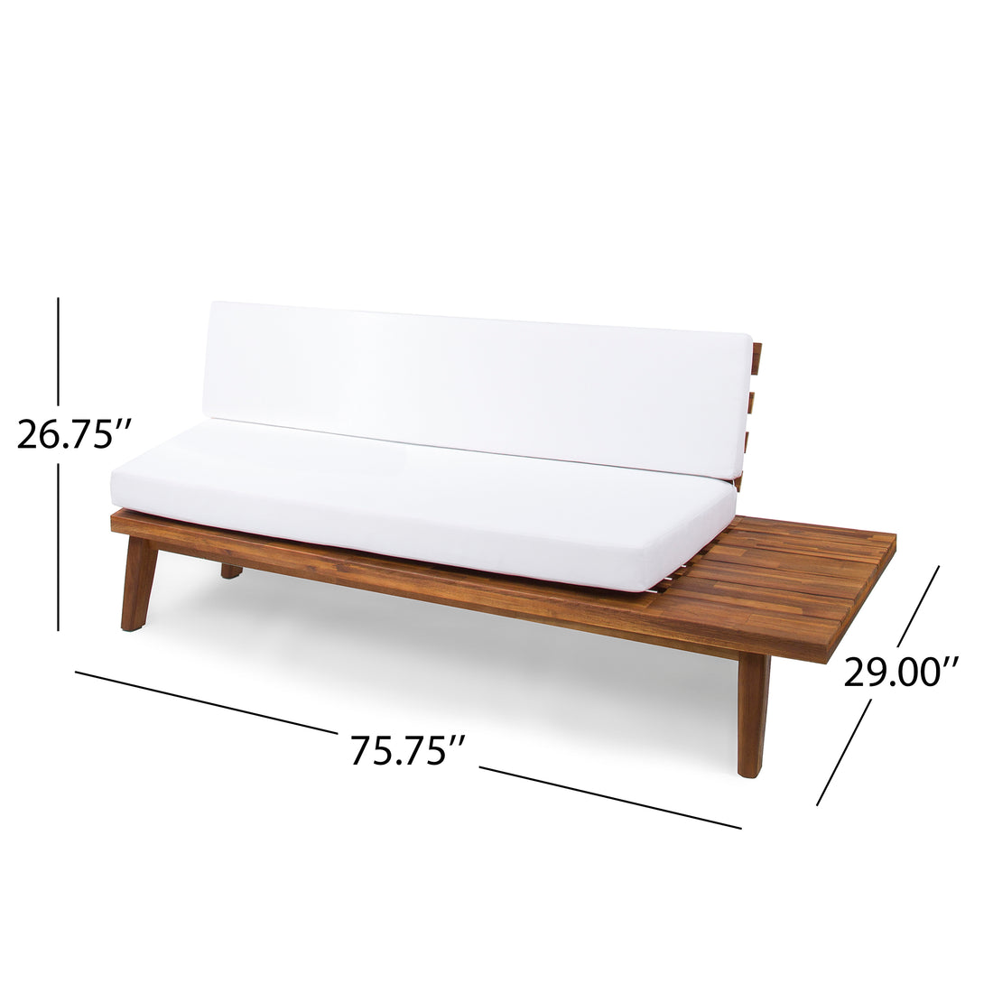 Hillcrest 2 Seater Sofa Right Side, White White Acacia Wood