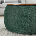 Round Storage Ottoman, 2 In 1 Function, Work As End Table And Ottoman,With Small Seat,Green 25