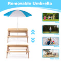 3 In 1 Kids Outdoor Wooden Picnic Table With Umbrella, Convertible Sand & Wate, Gray Astm & Cpsia Certification No Natural Wood Solid Wood