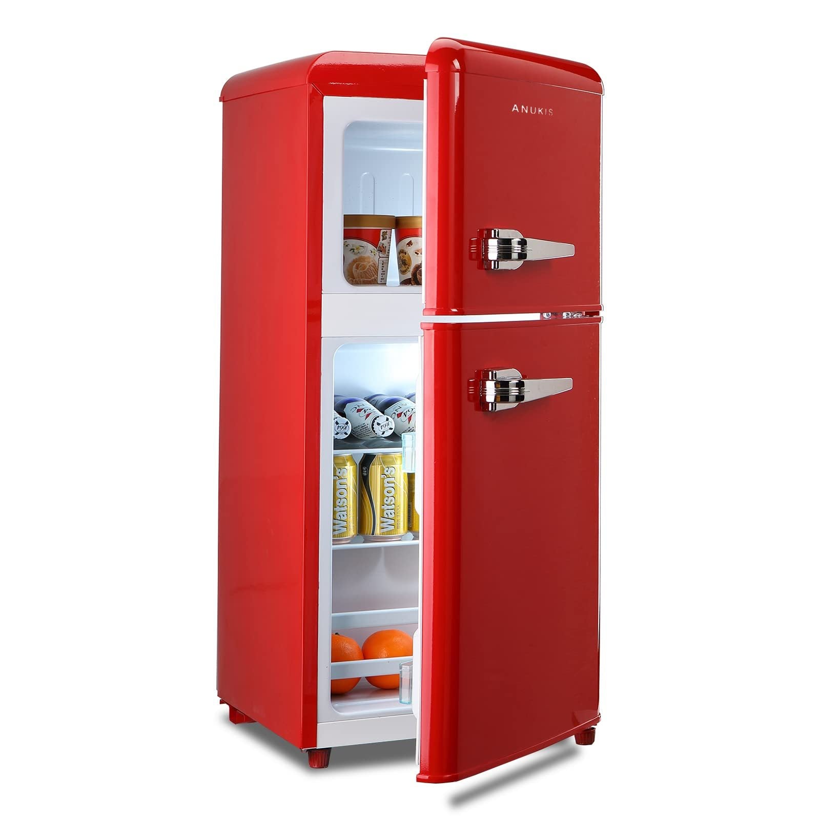 3.5Cu.Ft Compact Refrigerator Mini Fridge With Freezer, Small Refrigerator With 2 Door, 7 Level Thermostat Removable Shelves For Kitchen, Dorm, Apartment, Bar, Office, Red Red Kitchen Modern Abs Steel Q235