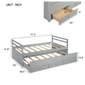 Twin Size Bed With Headboard, Footboard, Trundle And Three Storage Drawers, Twin Size Pine Wood Bed With Headboard, Footboard,Grey Twin Grey Pine
