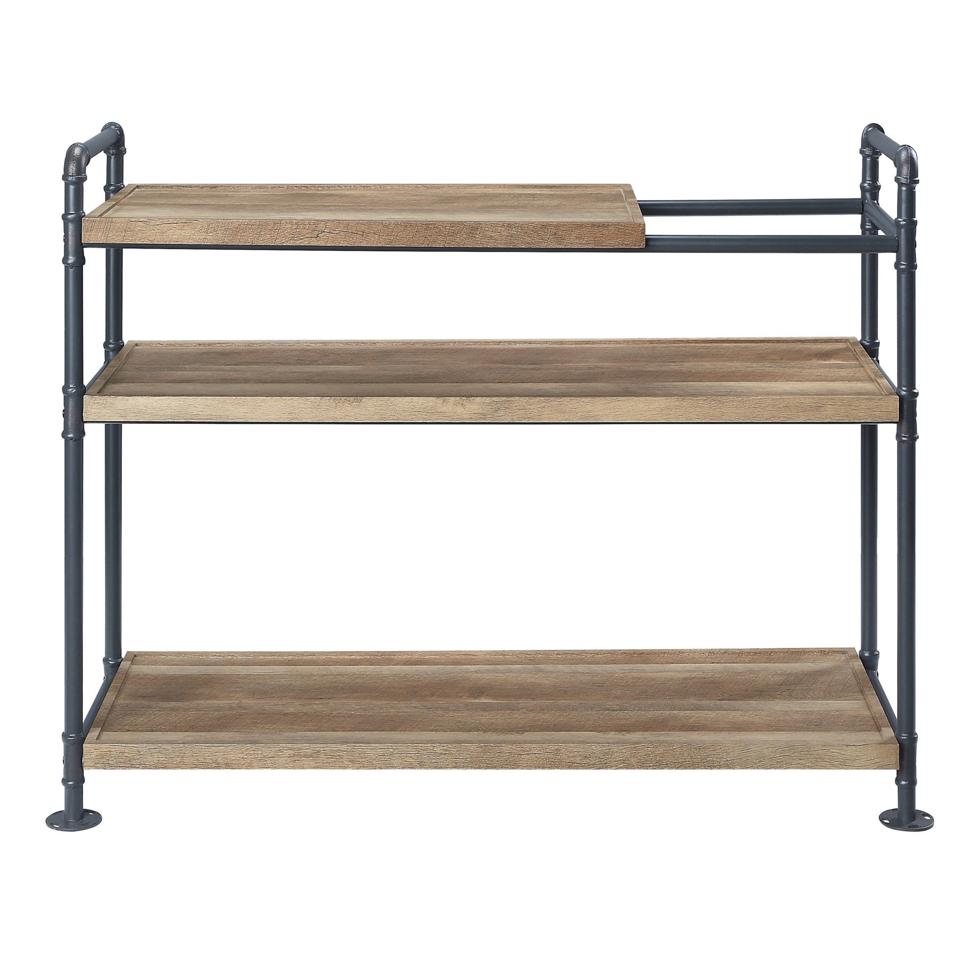 Mankato Oak And Sandy Black 3 Shelf Bookshelf 3 Oak Horizontal Open Back Wood Oak Wood Metal