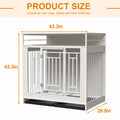 43.3 Inch Dog Crate Furniture For Large Dogs,Wooden Dog Crate With Divider,Double Door Dog Kennel With Three Drawers Storages,Heavy Duty Dogs Decorative Pet House For Large Medium Dogs ,White White