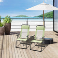 Outsunny Folding Patio Chairs Set Of 2, Outdoor Deck Chair With Adjustable Sling Back, Camping Chair With Removable Headrest For Garden, Backyard, Lawn, Green Green Fabric