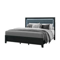 Carlos Black Full Bed With Led Black Solid Wood Mdf