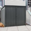 Garbage Bin Shed Stores 2 Trash Cans Metal Outdoor Bin Shed For Garbage Storage,Stainless Galvanized Steel, Bin Shed For Garden Yard Lawn, Black Black Metal