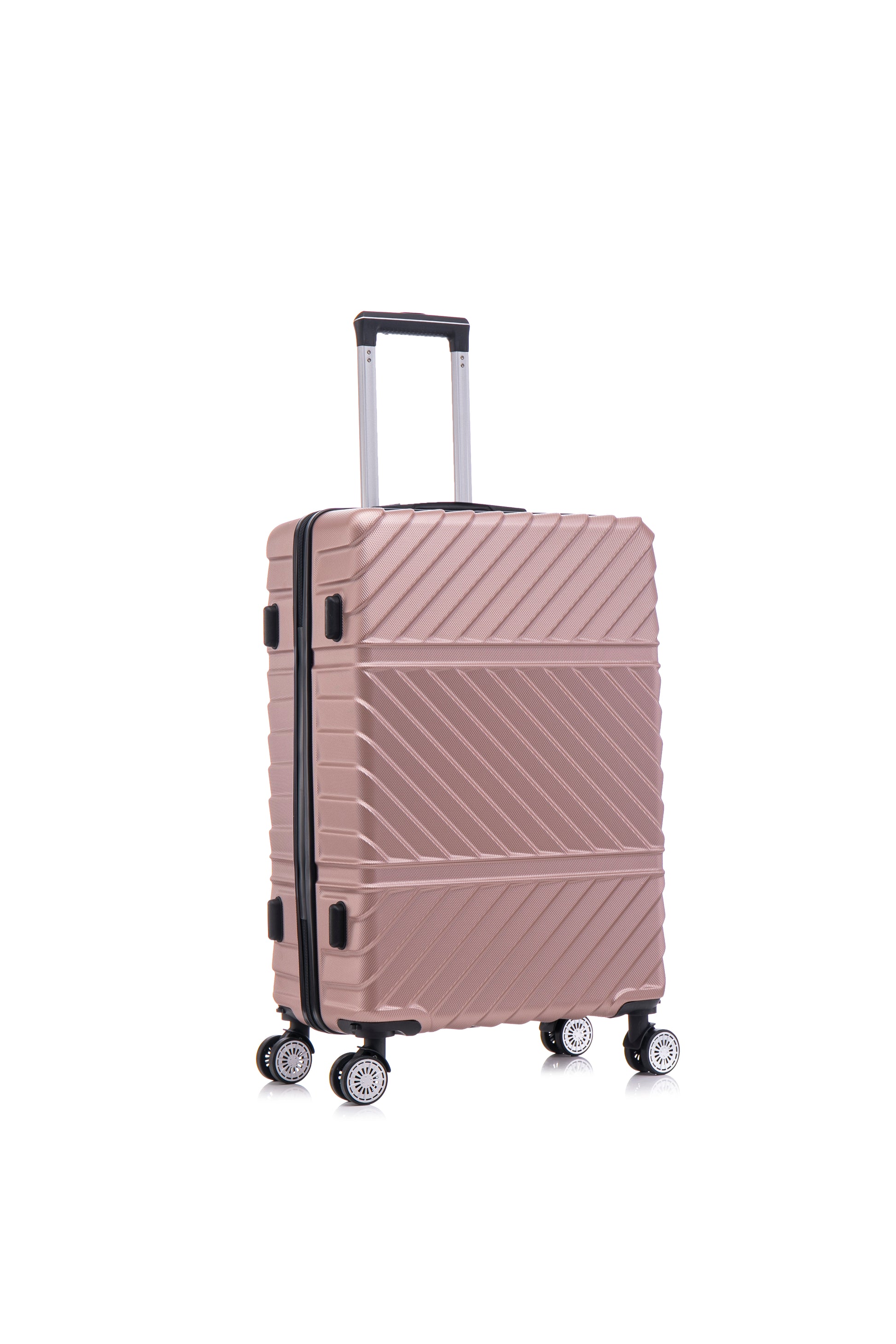 3 Piece Travel Lightweight Suitcase With Wheels, Password Lock, Business And Travel Carry On Luggage, Rose Gold 20 Inches 24 Inches 28 Inches Rose Gold Abs