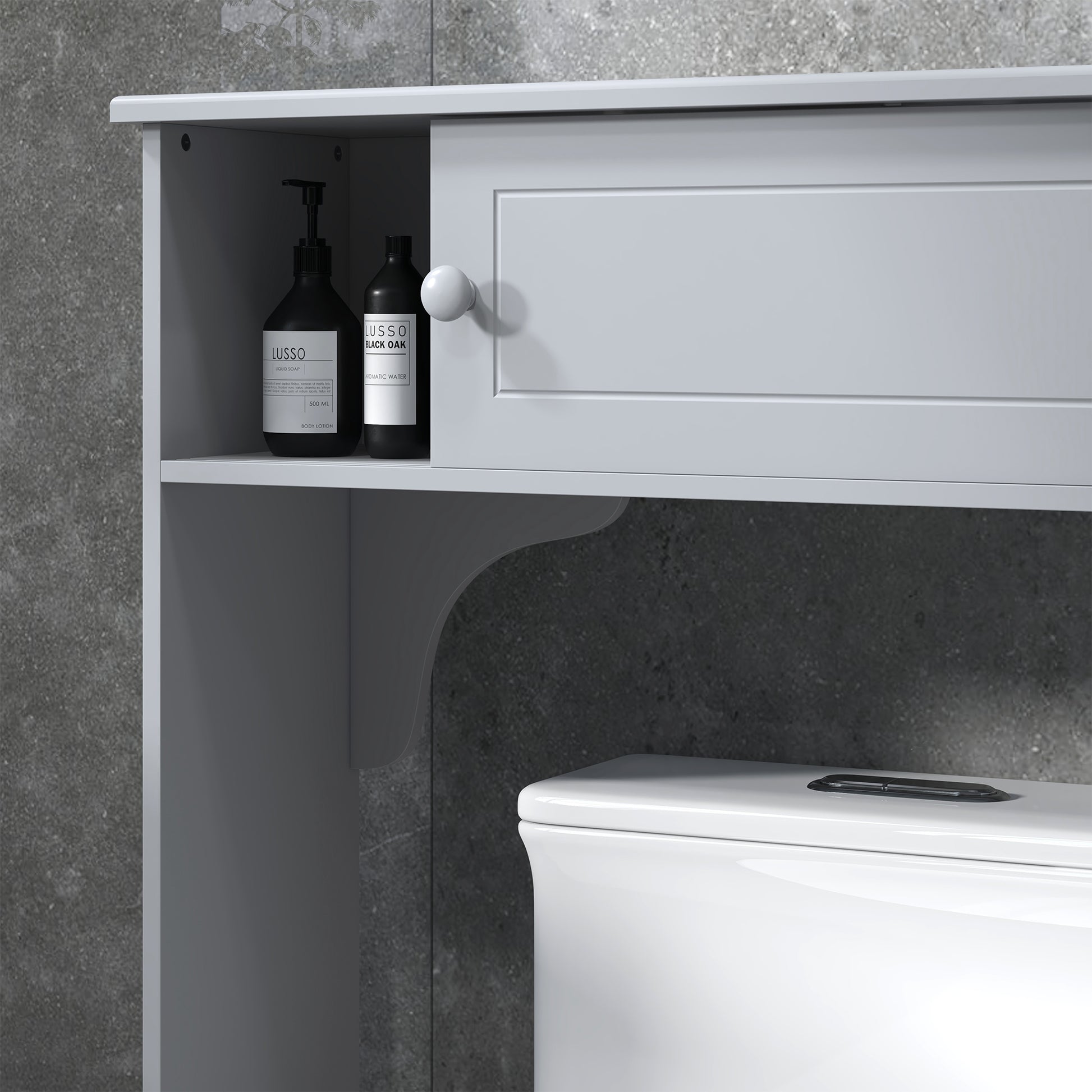 Kleankin Over The Toilet Storage Cabinet W Adjustable Shelves, Toilet Rack Gray Mdf