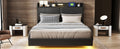 Queen Size Floating Bed Frame With Storage Headboard, Modern Upholstered Platform Bed With Touch Sensor Night Light And Usb Charger, Black Queen Black Bed Frame Wood