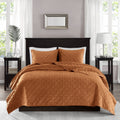 3 Piece Velvet Quilt Set Rust King Cal King King Rust Cotton