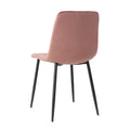 Interior Pink Velvet Dining Chair, Modern Kitchen Dining Chair With Cushion Back, Upholstered Side Chair With Black Coated Metal Legs, Family Kitchen Dining And Living Room Set Of 4 Metal Pink Velvet