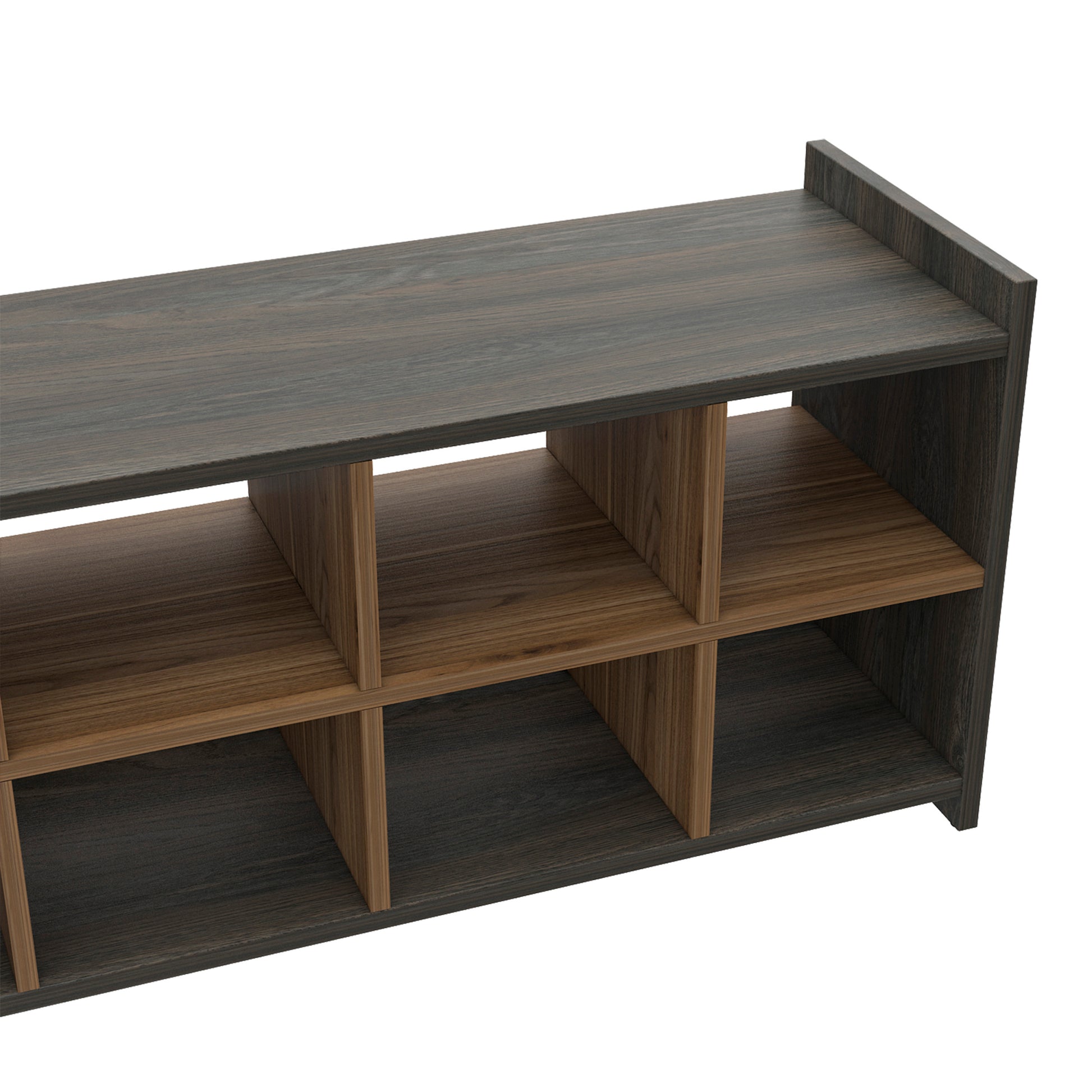 Harrison Entryway Shoe Rack, Eight Cube Spaces 8 Or More Brown Horizontal Primary Living Space Wood Contemporary Melamine Engineered Wood