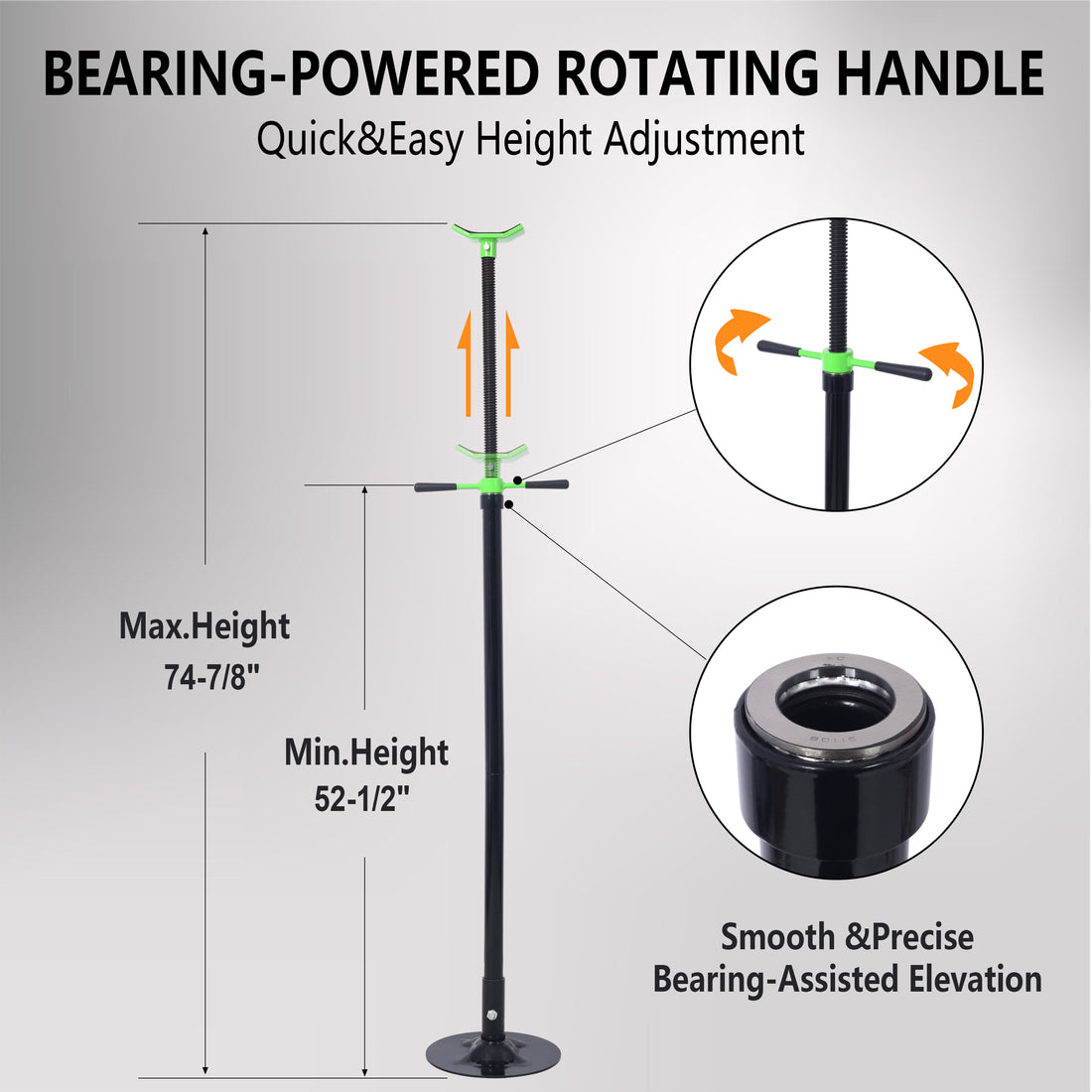 Under Hoist Support Stand 3 4 Ton 1650Lbs Capacity Jack Stand Lifting From 52 1 2 To 74 7 8 Inch Black Green Steel