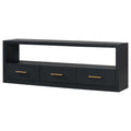 Mirod Stylish Tv Stand With Large Storage,Classic Design With Three Drawers And Spacious Surface,Minimalist Metal Handles,Versatile As Tv Console Or Side Cabinet Black 70 79 Inches Mdf