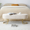 Bench Bedroom Bench ,Velvet Oval Upholstered End Of Bed Bench With Golden Metal Legs ,48