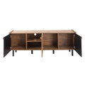 Mid Century Tv Stand With 3 Cabinets, Media Console Table For Tvs Up To 70'', Entertainment Center With Storage For Living Room, Bedroom, Home Theatre Black Brown Primary Living Space 60 69 Inches