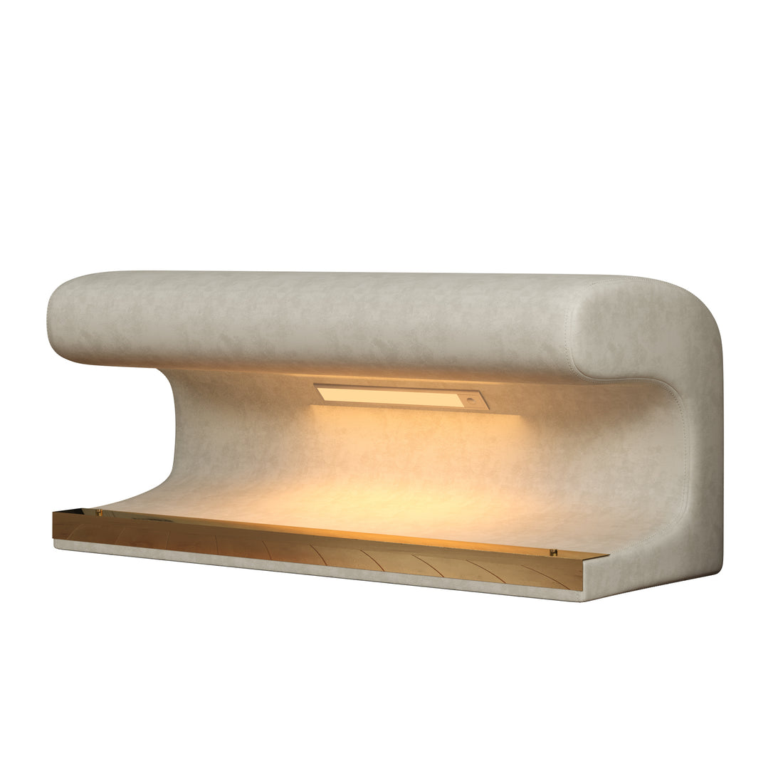 Entryway Bench Leather Upholstered Ottoman With Led Sensor Light For Living Room ,Bedroom,End Of Bed Beige Leather