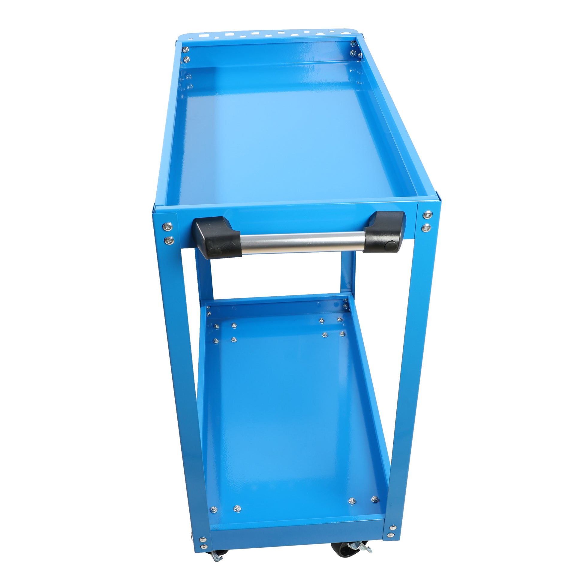 Tool Cart On Wheels, Heavy Duty Steel Utility Cart W Lockable Wheels, 400 Lbs Capacity Industrial Service Cart For Garage, Warehouse, Workshop Two Layer Bright Blue Blue Abs Steel Q235