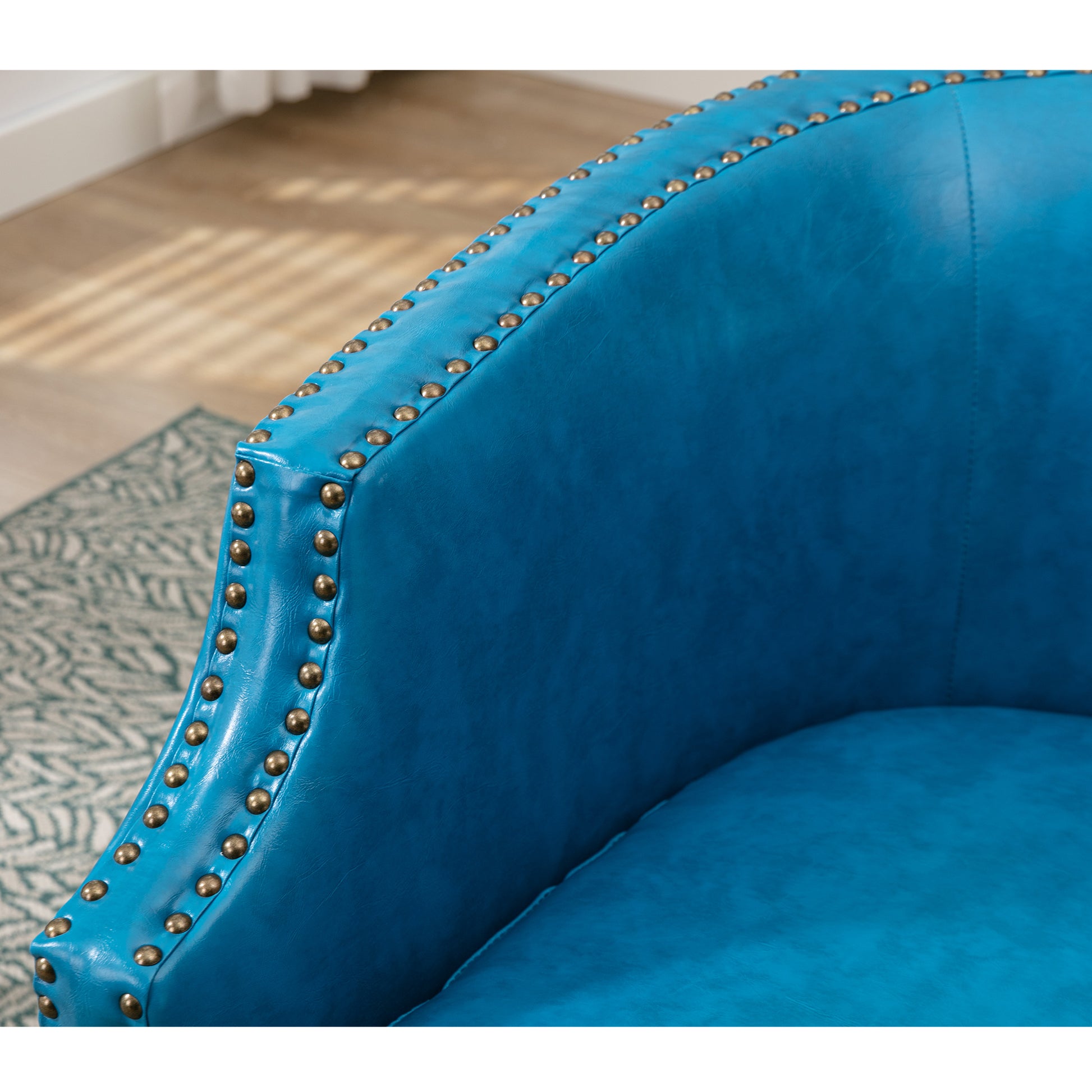 Coolmore Swivel Chair Living Room Chair Light Blue Primary Living Space Foam Pu Leather
