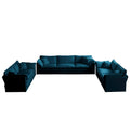 3 Piece Sofa Set Oversized Sofa Comfy Sofa Couch, 2 Pieces Of 2 Seater And 1 Piece Of 3 Seater Sofa For Living Room, Deep Seat Sofa Blue Chenille Blue Chenille 7 Seat