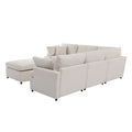 Modern Large U Shape Sectional Sofa, With Removable Ottomans For Living Room 6 Seater Beige Polyester 6 Seat