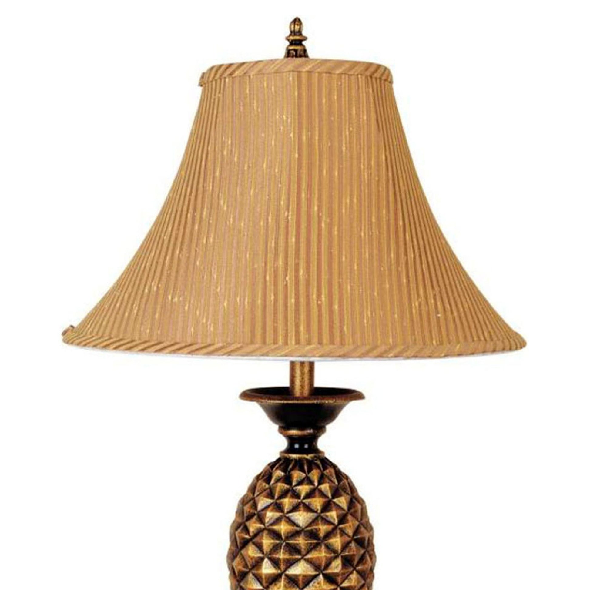 65" Tall Metal Table Lamp With Antique Gold Finish, Pineapple Design Multicolor Metal