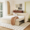 Twin Size Upholstered Daybed With Pop Up Trundle, Beige Twin Beige Upholstered