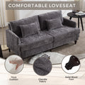 Coolmore Mid Century Modern Chenille Fabric Loveseat Sofa, 2 Seat Upholstered Loveseat Sofa Modern Couch For Living Room,Brown Wood Feet Sofa For Bedroom, Reading Gray Chenille Gray Chenille 2 Seat