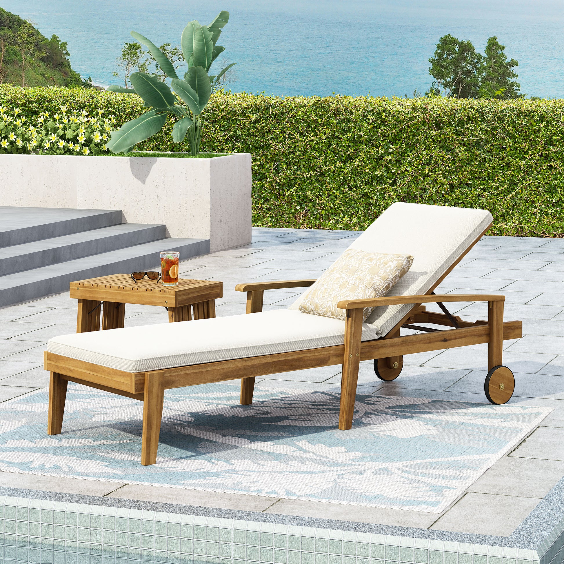 Jason Chaise Lounge Teak Fabric