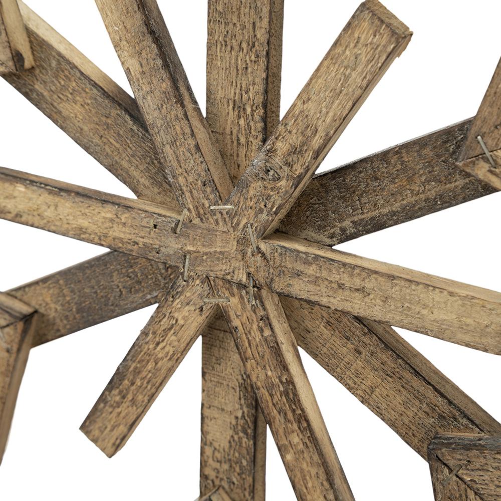 17.7" X 17.7" Large Fir Wood Snowflake Ornaments, Hanging Home Decor Accents For Christmas Tree, Wall Art, Holiday Display, Set Of 2 Brown Wood