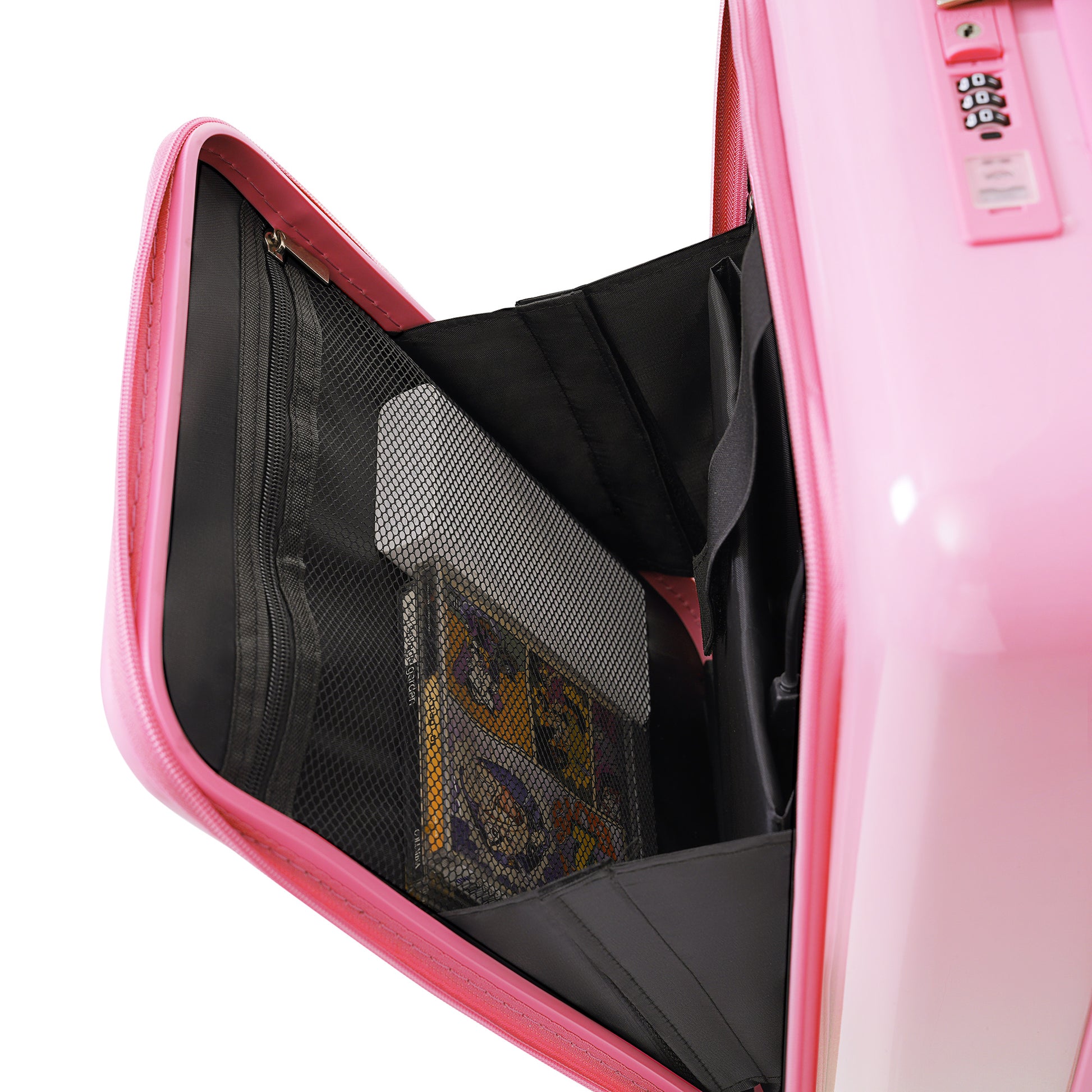 Luggage Set Of 3, 20, 24, 28Inch With Usb Port, 20, 24Inch With Front Opening Design Airline Certified Carry On Luggage With Cup Holder, Abs Pc Hard Shell Luggage With Spinner Wheels, Pink Pink Abs