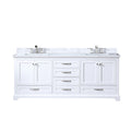 White Double Bath Vanity 80 In. W X 22 In. D, Carrara Marble Top, And Faucet Set White Plywood Wood