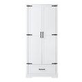 Tall Bathroom Storage Cabinet, Cabinet With Two Doors And One Drawer, Adjustable Shelf, Mdf Board, White White Mdf