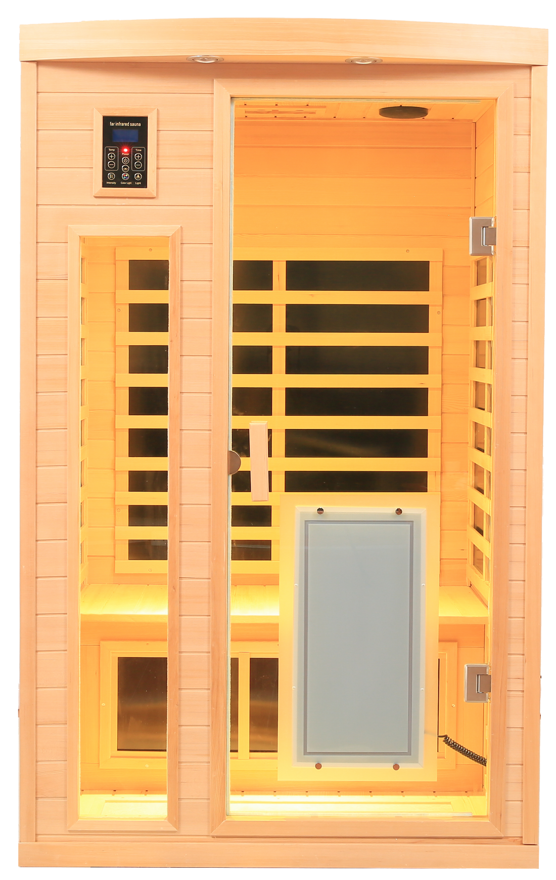 Low Emf Front Door With Heating Panel Two Person Hemlock Far Infrared Indoor Suana Room Natural Wood Solid Wood