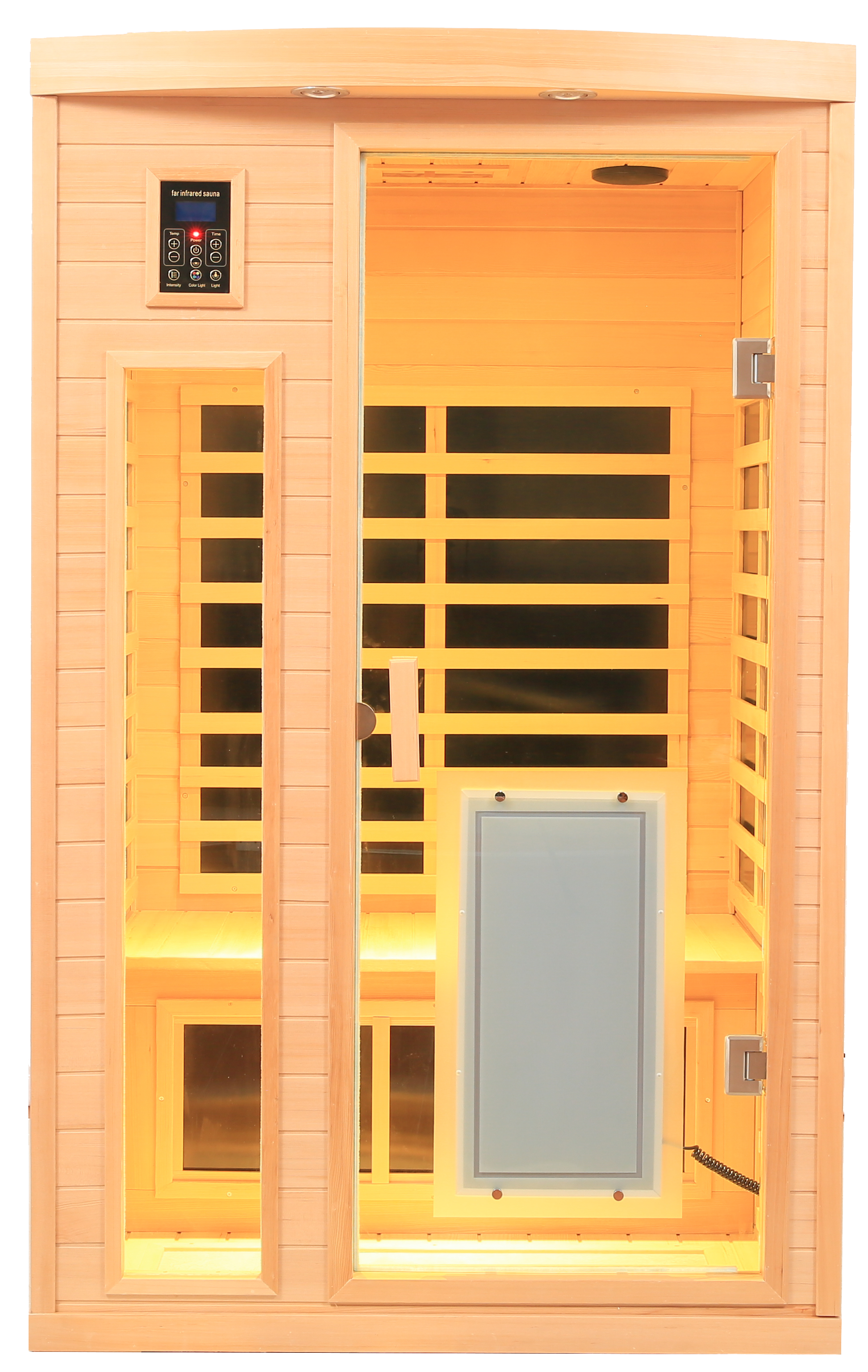 Low Emf Front Door With Heating Panel Two Person Hemlock Far Infrared Indoor Suana Room Natural Wood Solid Wood
