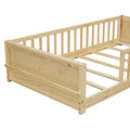 Twin Size Floor Platform Bed With Built In Book Storage Rack,Natural Twin Natural American Design Pine