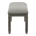 Rome 48 Inch Bench, Gray Textured Fabric, Padded Seat, Antique Gray Wood Gray Wood Fabric