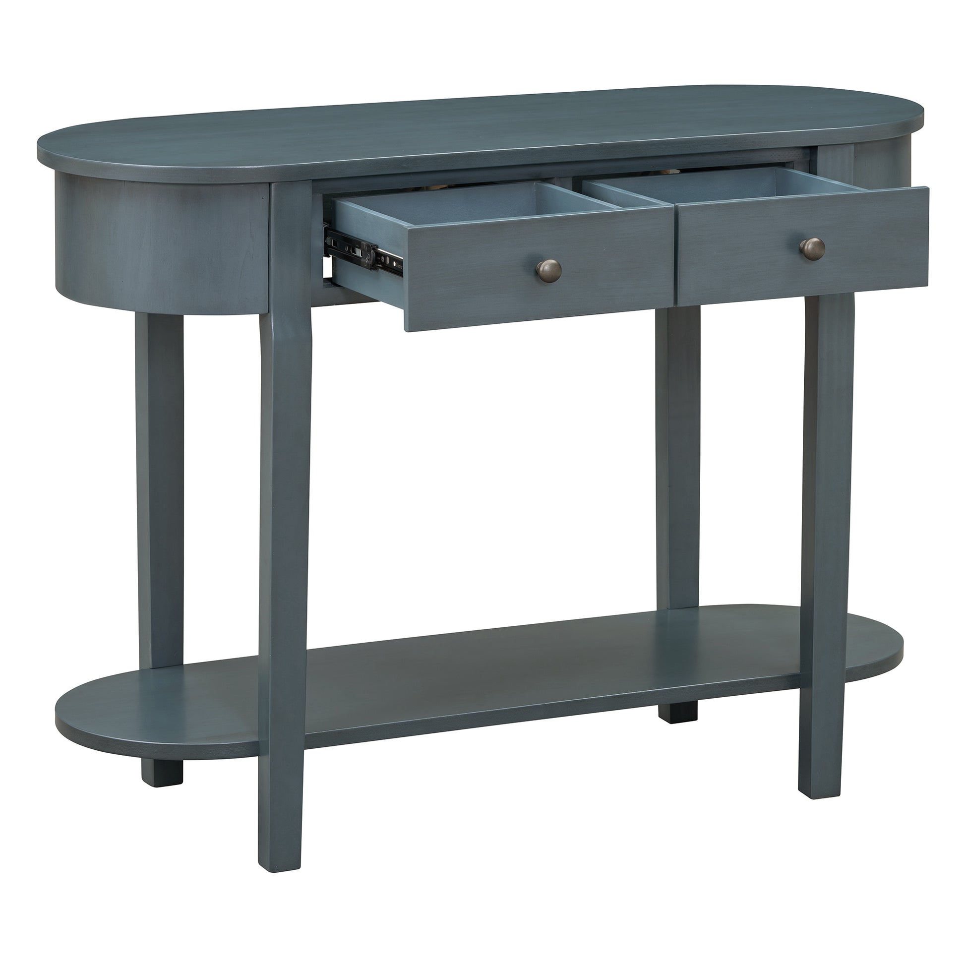 Elegant Retro Console Table With Curved Design And Smooth Glaze For Entryways, Living Rooms And Hallways Navy Navy Solid Wood Mdf