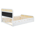 Queen Size Wooden Platform Bed With Trundle And 2 Drawers,White Queen White Solid Wood Mdf