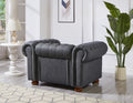 Classic Chesterfield Sofa Chair For Living Room Grey Faux Leather Grey Foam Technical Leather 1 Seat