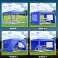 10'X10' Folding Canopy With 4 Removable Sidewalls Outdoor Event Shelter Upf 50 Gazebo Portable Tents For Parties Beach Camping Wedding Ez Pop Up Canopy 4Pcs Weight Bag Carry Bag Blue Metal