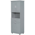 Tall Bathroom Cabinet With Laundry Basket, Large Storage Space Tilt Out Laundry Hamper And Upper Storage Cabinet, Grey Grey Mdf