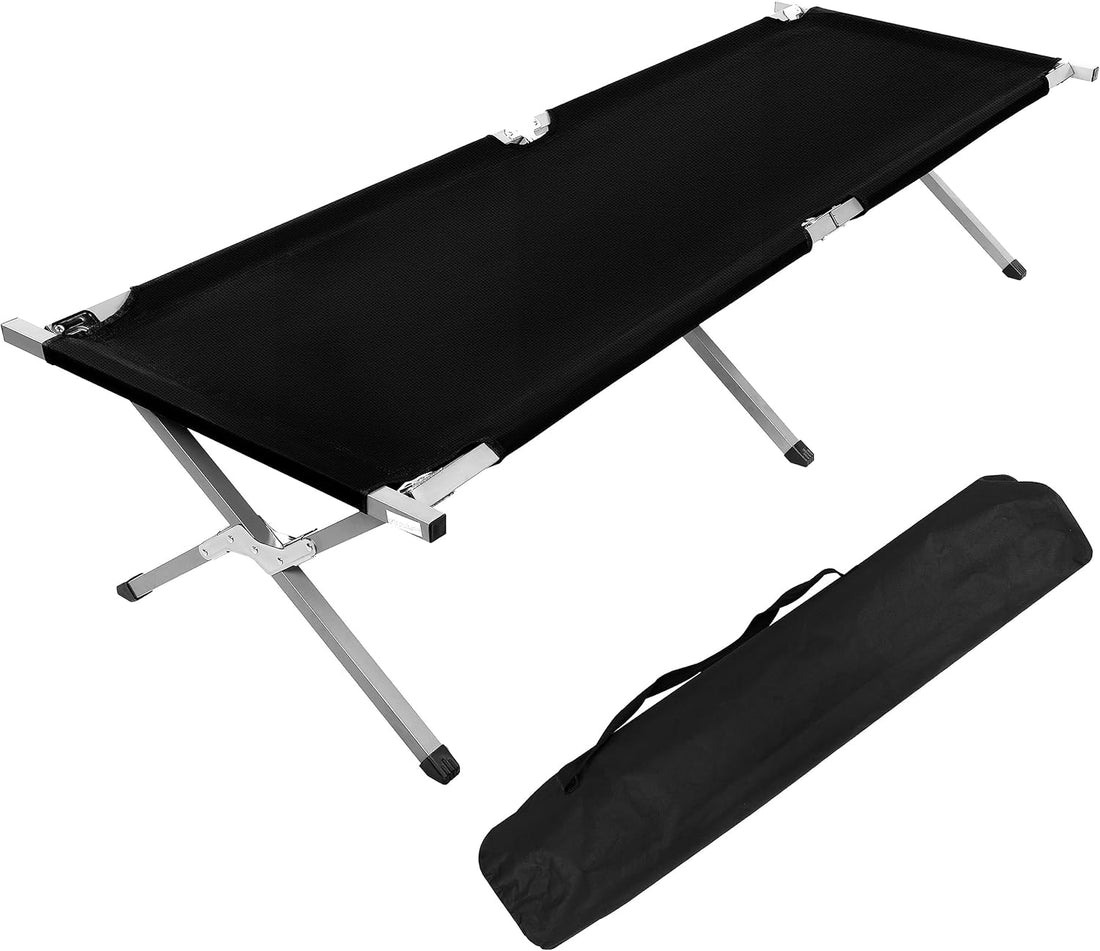 Camping Cot, Sleeping Cots For Adults With Storage Bag, Portable And Lightweight Cot Bed For Outdoor Traveling, Hiking, Office Nap, Easy To Set Up, 1 Pack Black Oxford Fabric
