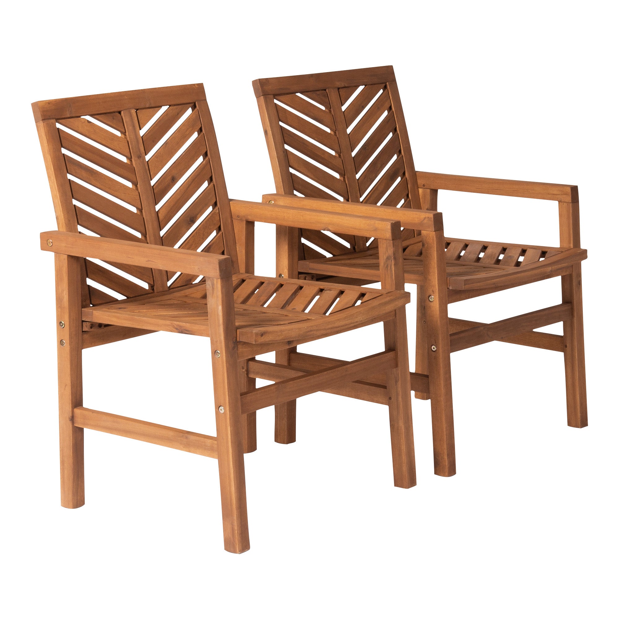 Modern 2 Piece Chevron Patio Chairs Brown Brown Acacia Wood