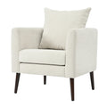 Barrel Chair, Chenille Accent Chair, Fabric Armchair Club Chair,Upholstered Arm Chair With Solid Wood Legs,Waist Pillow,Padded Single Chair For Living Room Bedroom Study Waiting Room,Beige Beige Light Brown Primary Living Space Modern Rubberwood Foam
