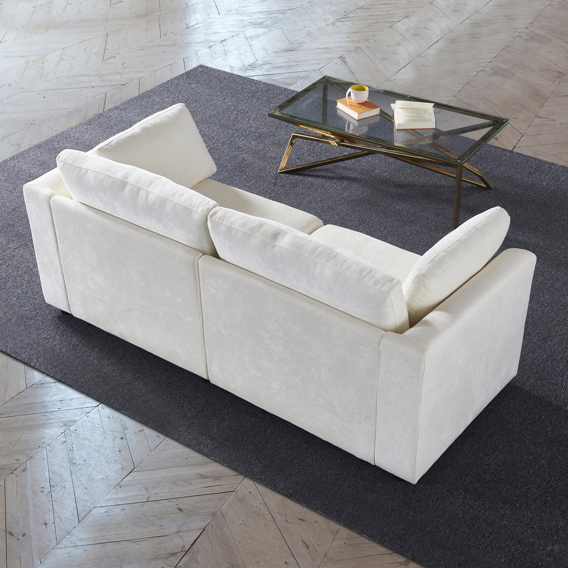 Modular Sofa Whiten Chenille Fabric, Simple And Grand, The Seat And Back Is Very Soft. This Is Also A Knock Down Sofa Creamy White White Chenille Wood Primary Living Space Medium Firm Light Duty Victorian Rectangle Acacia Rolled Arms Chenille 2 Seat