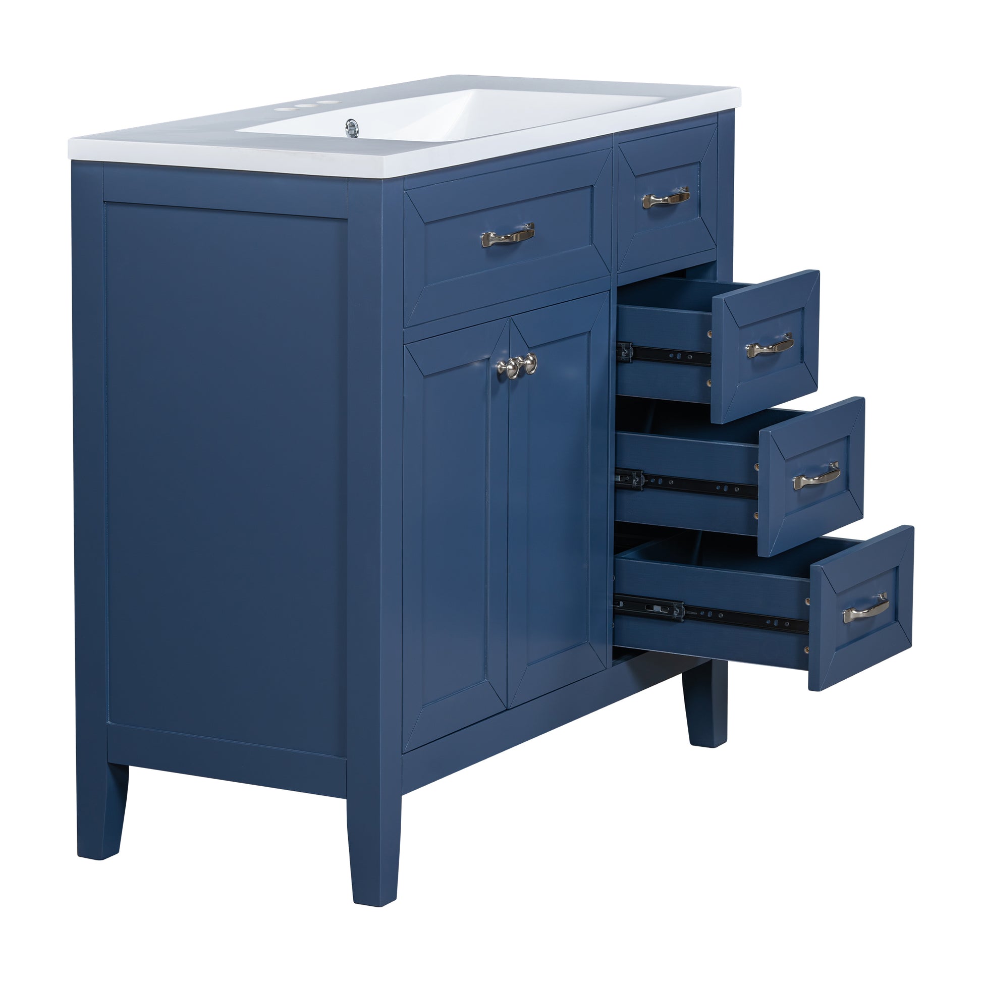 36" Bathroom Vanity With Sink Combo, Blue Bathroom Cabinet With Drawers, Solid Frame And Mdf Board Blue Solid Wood Mdf