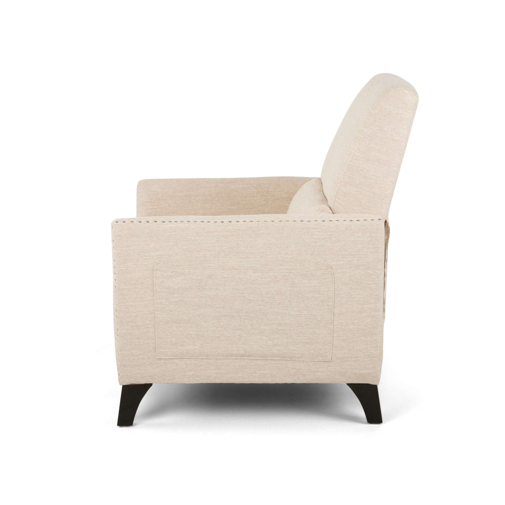 Push Back Recliner Beige Fabric