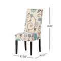 Dining Chair White Blue Fabric